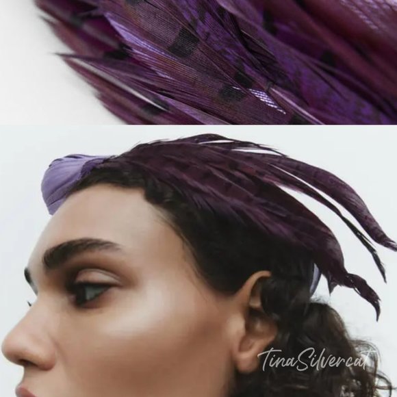 Zara Headpiece With Feathers Purple NWT main image 6